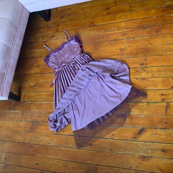 Vintage Violet Crush Velvet and Fur Dress - Picture 5 of 7